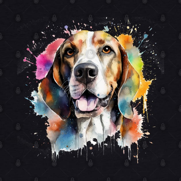 Treeing Walker Coonhound Bright Watercolor Painting by nonbeenarydesigns